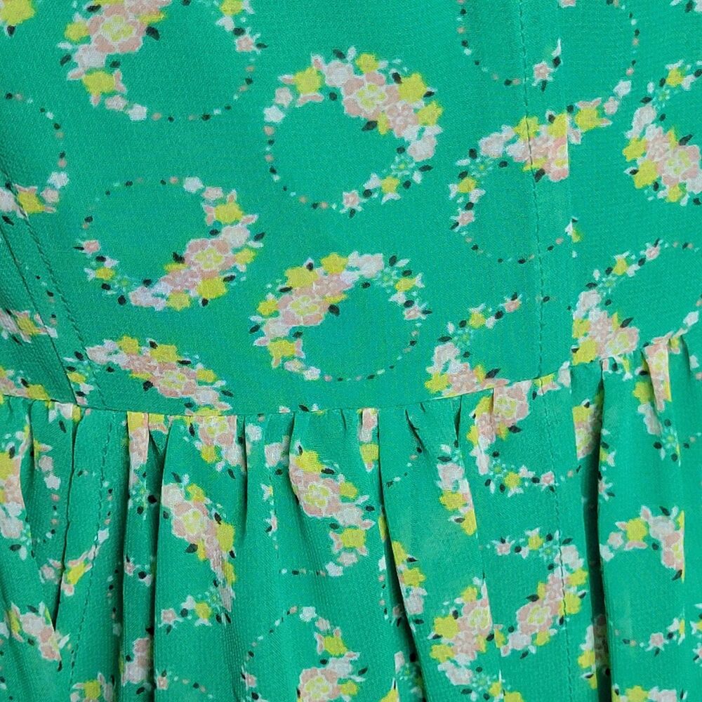 Lauren Conrad Mini Dress Women's 10 Green Floral Preppy Sundress Fairy Cottage - Picture 4 of 9